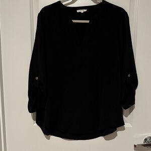 Maurice’s Black Atwood 3/4 Sleeve Popover Blouse